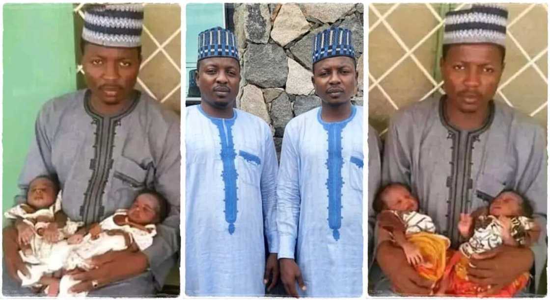 Photos of twin brothers who welcomed twin babies. Photos of twin brothers who welcomed twin babies.