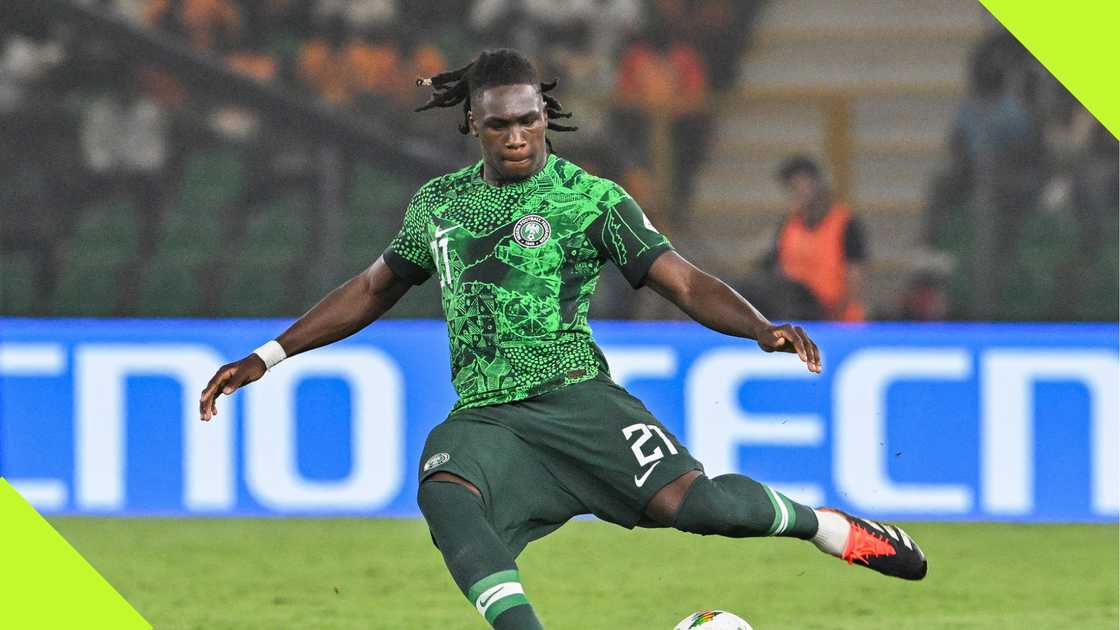 Calvin Bassey in action for the Super Eagles of Nigeria