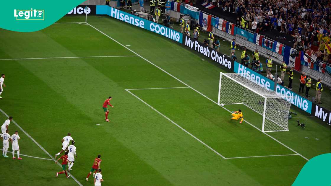 Cristiano Ronaldo, Hugo Lloris, Portugal, Puskas Arena, Budapest, Hungary, Euro 2020. Cristiano Ronaldo, Hugo Lloris, Portugal, Puskas Arena, Budapest, Hungary, Euro 2020.