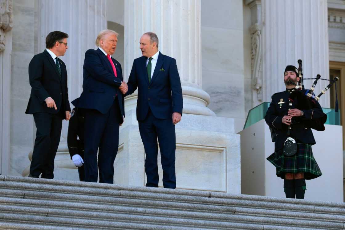 Trump shakes hands with Irish Taoiseach Micheal Martin after a lunch at the US Capitol in March to mark St Patrick's Day Trump shakes hands with Irish Taoiseach Micheal Martin after a lunch at the US Capitol in March to mark St Patrick's Day