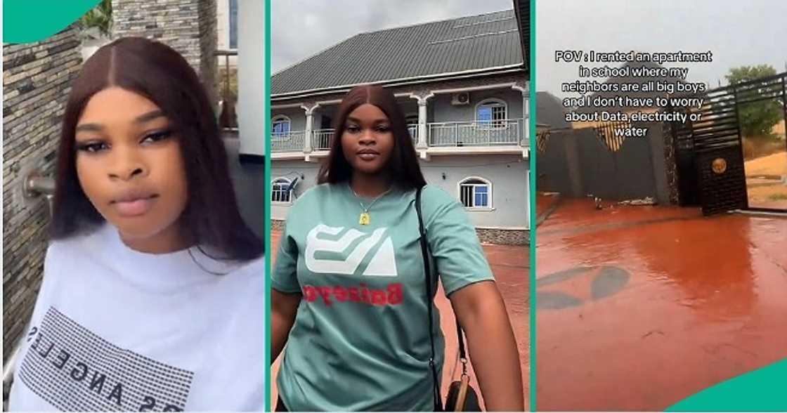 Female student appreciates her rich neighbours Female student appreciates her rich neighbours