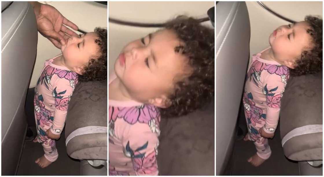 Photos of a baby sleeping while standing upright. Photos of a baby sleeping while standing upright.
