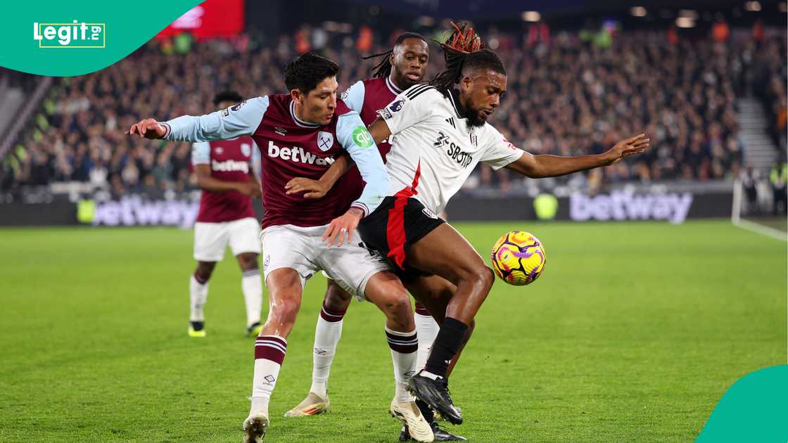 Alex Iwobi in action for Fulham against Wes Ham Alex Iwobi in action for Fulham against Wes Ham