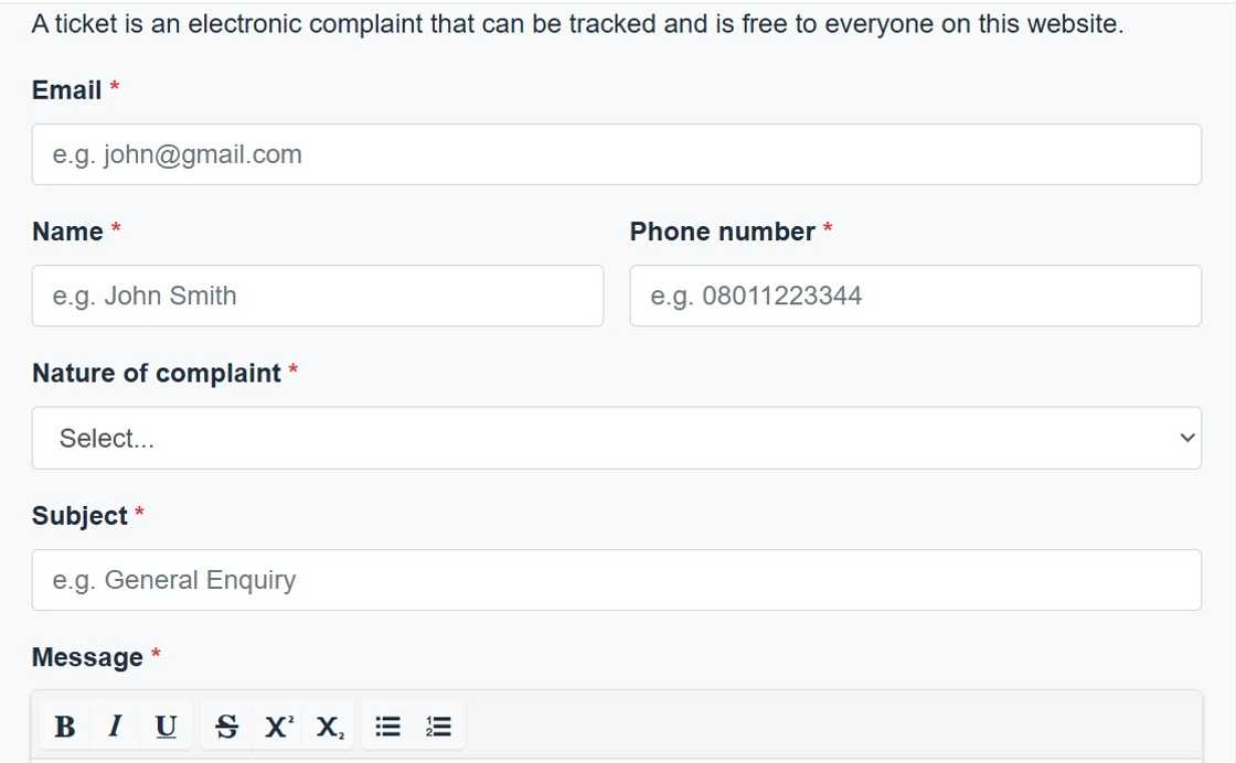 A screenshot of a JAMB complaint portal general ticket A screenshot of a JAMB complaint portal general ticket