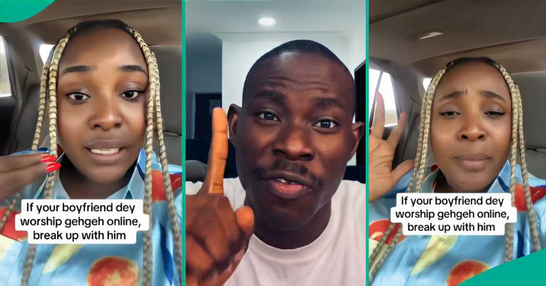 Nigerian lady trends for advising women to break up with their boyfriends if they follow Geh Geh online. Nigerian lady trends for advising women to break up with their boyfriends if they follow Geh Geh online.