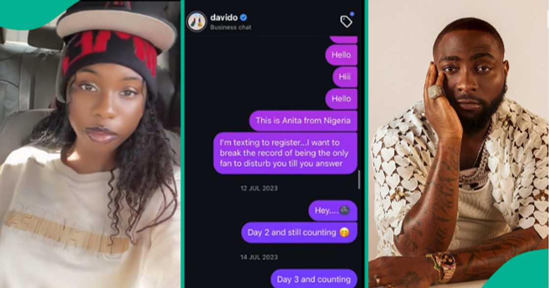 Lady shows messages she sent to Davido.