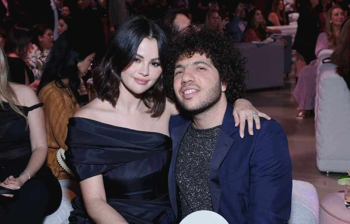 Selena Gomez and Benny Blanco at the Second Annual Rare Impact Fund Benefit Supporting Youth Mental Health Selena Gomez and Benny Blanco at the Second Annual Rare Impact Fund Benefit Supporting Youth Mental Health