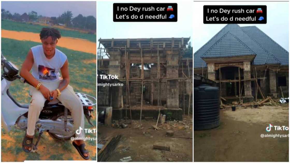 Building project/man completed his house. Building project/man completed his house.