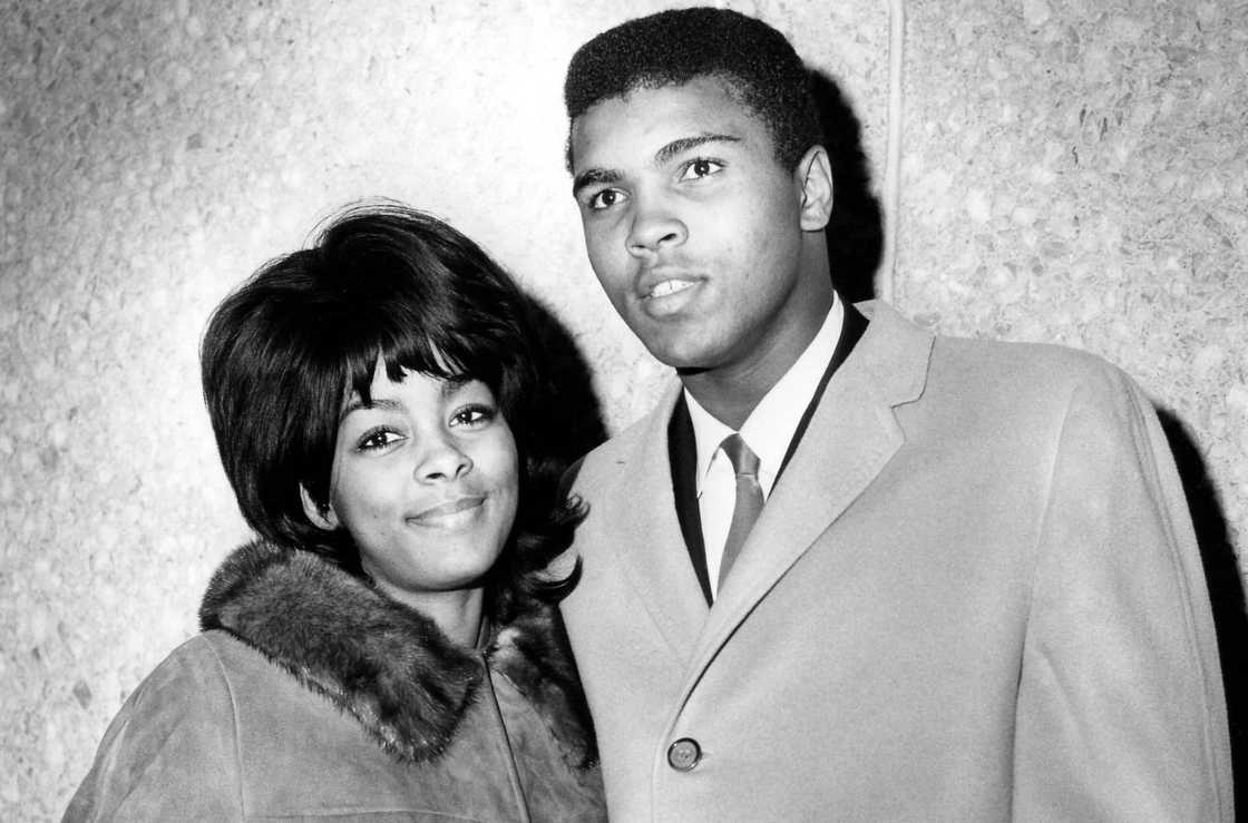 Muhammad Ali and his wife Sonji pose together after his release from the Boston Hospital.