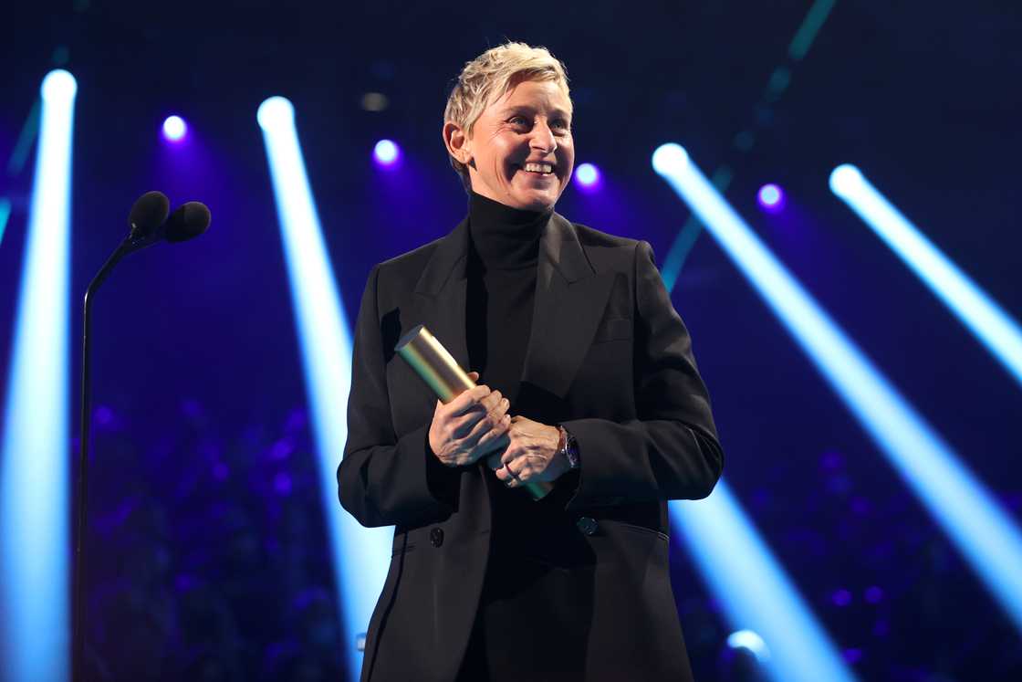 Ellen DeGeneres accepts the Daytime Talk Show award for ‘The Ellen DeGeneres Show’ on stage during the People's Choice Awards Ellen DeGeneres accepts the Daytime Talk Show award for ‘The Ellen DeGeneres Show’ on stage during the People's Choice Awards