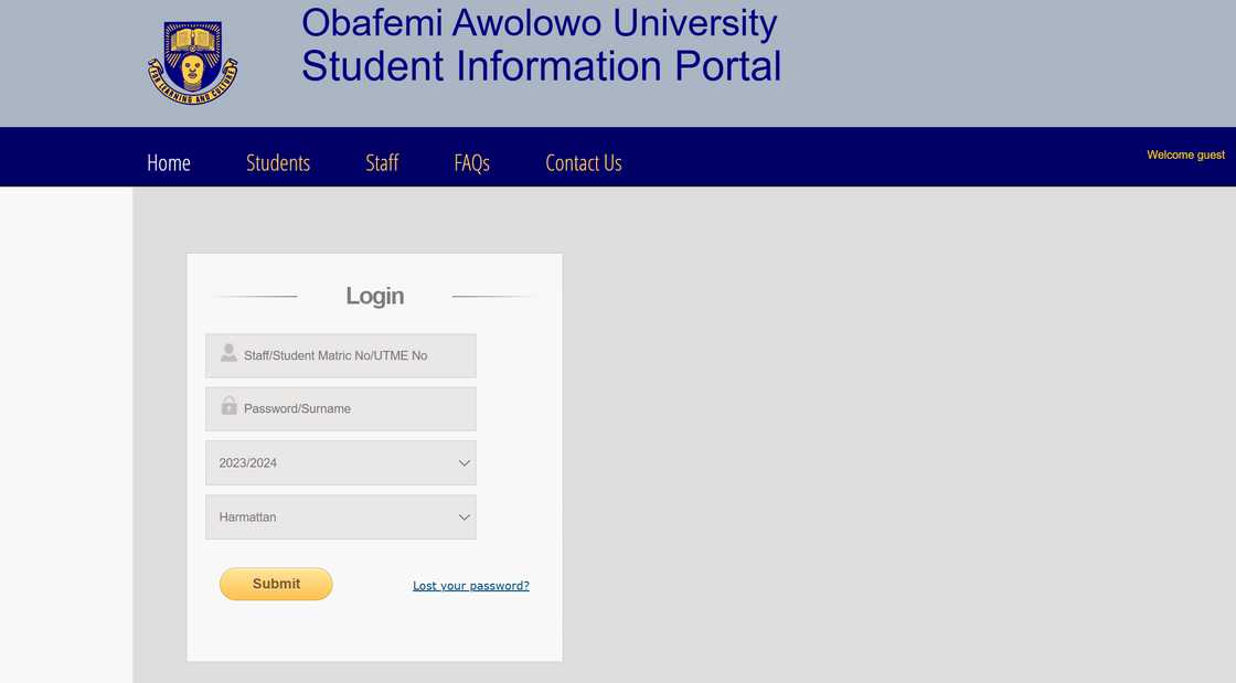 Obafemi Awolowo University e-portal