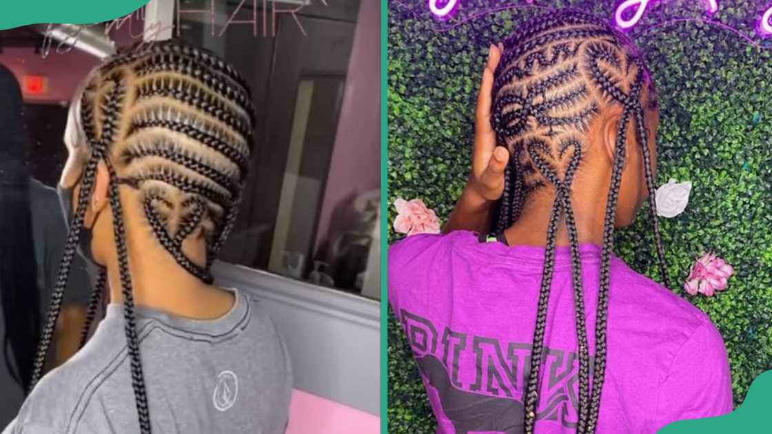 Examples of lemonade braids with a heart at the back Examples of lemonade braids with a heart at the back