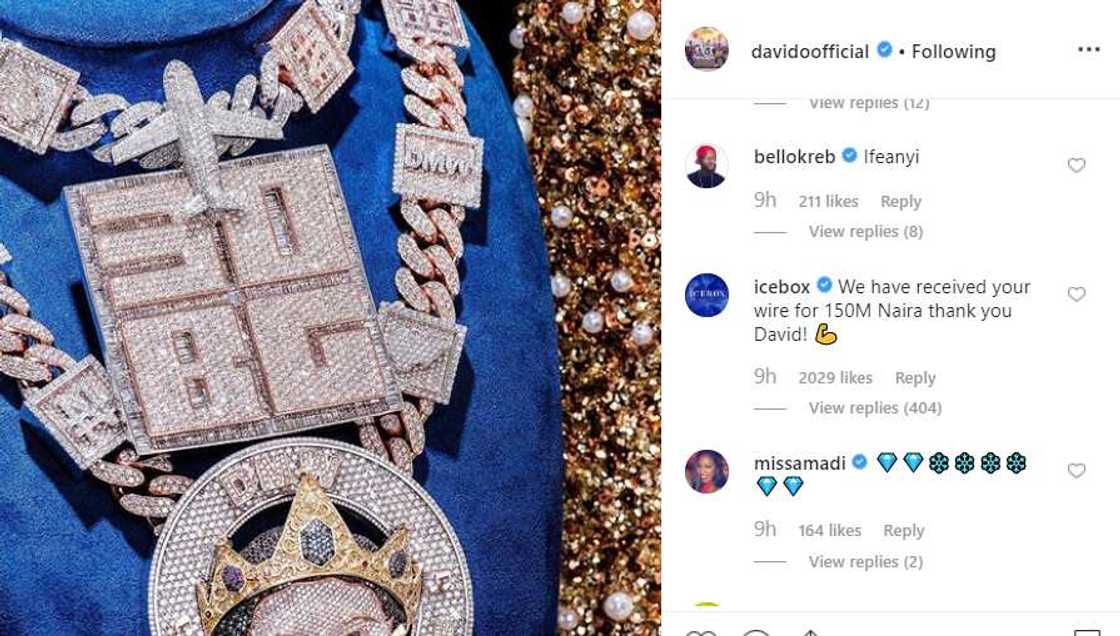 Davido splashes N150m on diamond encrusted necklace with son's face Davido splashes N150m on diamond encrusted necklace with son's face