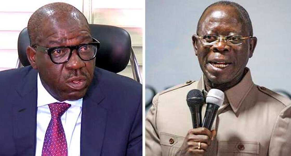 Gwamna Obaseki da Oshiomhole. Gwamna Obaseki da Oshiomhole.