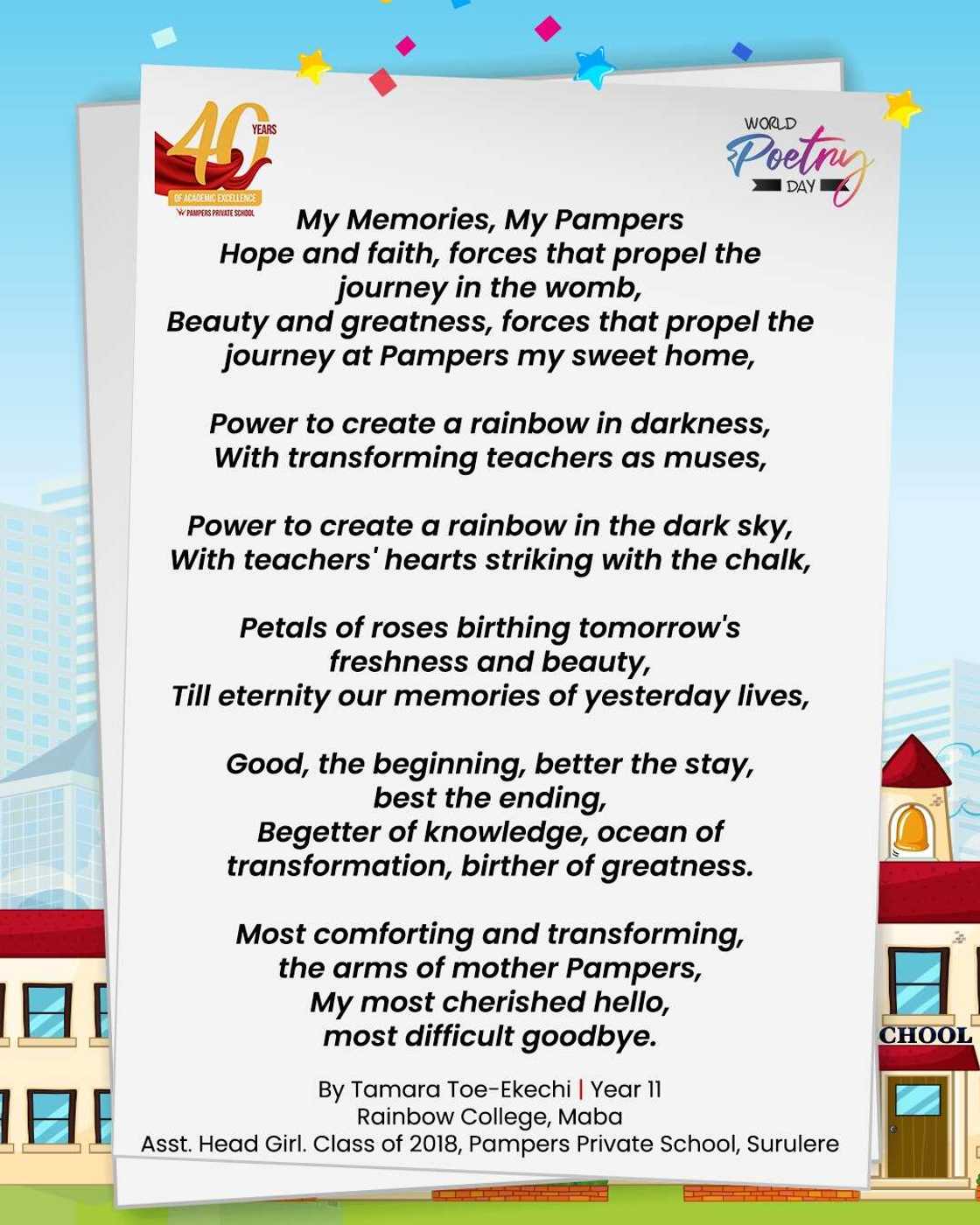 Pampers Private School Kicks Off 40th Anniversary Celebration with Original Poems