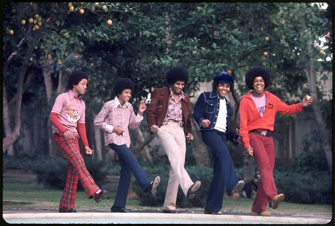 R&B quintet The Jackson Five pose for a portrait in the backyard of their home. From left to right, Marlon Jackson, Michael Jackson (1958 - 2009), Jackie Jackson, Tito Jackson and Jermaine Jackson R&B quintet The Jackson Five pose for a portrait in the backyard of their home. From left to right, Marlon Jackson, Michael Jackson (1958 - 2009), Jackie Jackson, Tito Jackson and Jermaine Jackson