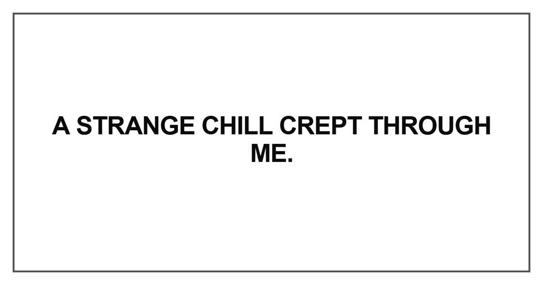 A strange chill crept through me