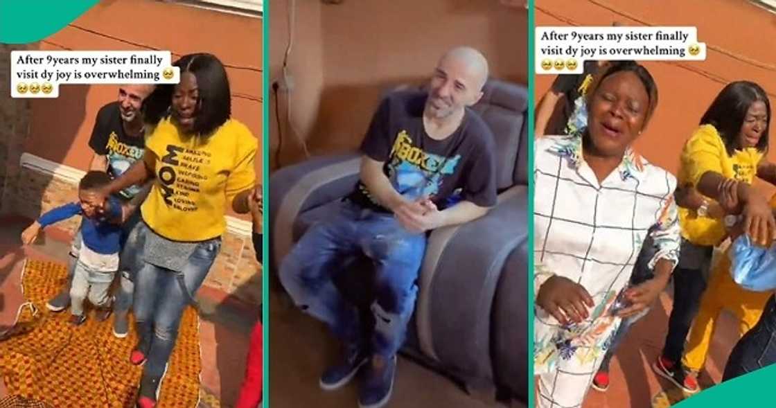 Lady returns to Nigeria with white husband and children Lady returns to Nigeria with white husband and children