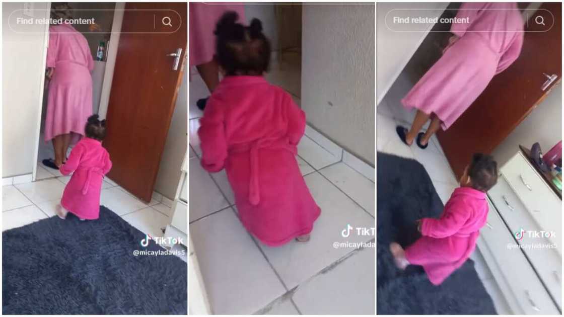 Kid and grandma/Baby walked like old woman. Kid and grandma/Baby walked like old woman.