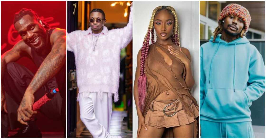 Nigerian singers Burna Boy, Oxlade, Ayra Starr, Asake Nigerian singers Burna Boy, Oxlade, Ayra Starr, Asake
