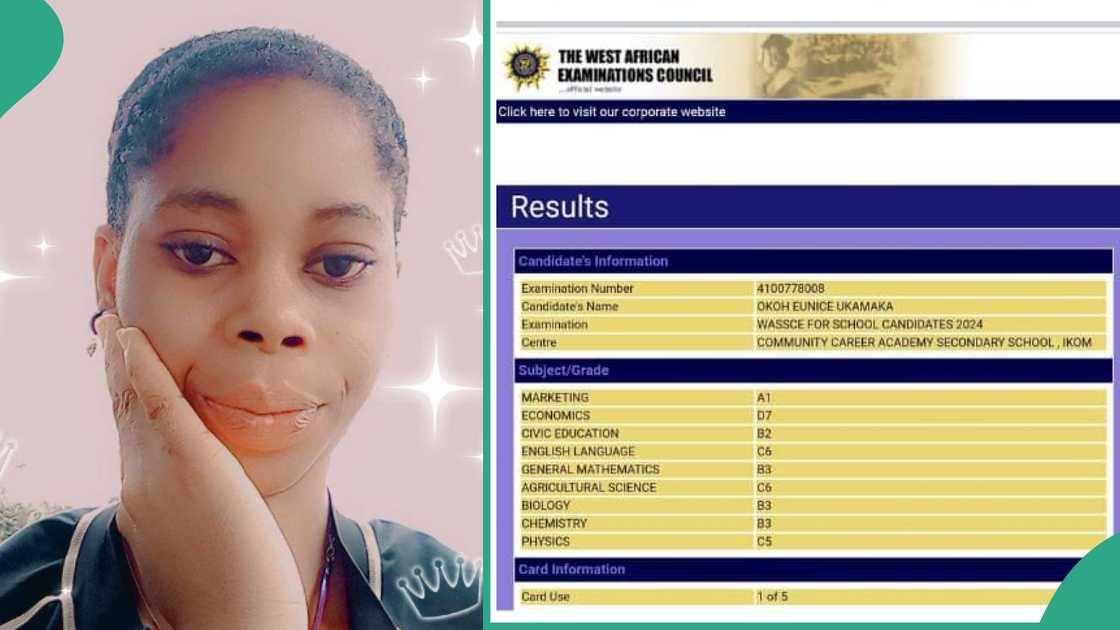 Lady who scored A1 in marketing in WAEC.