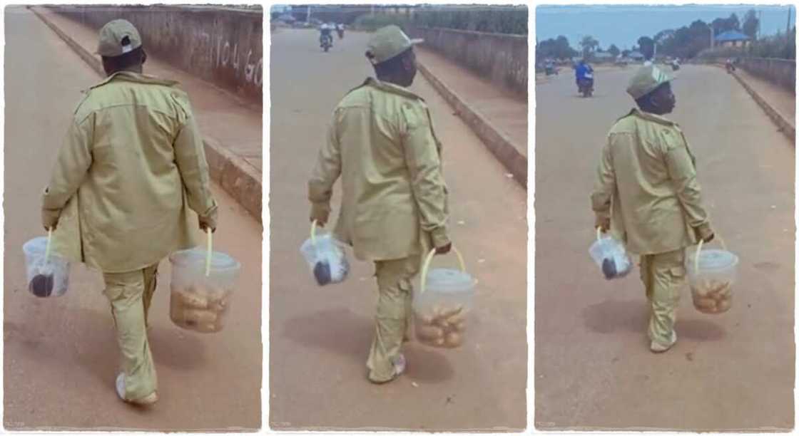 NYSC member goes viral after hawking meat pie.