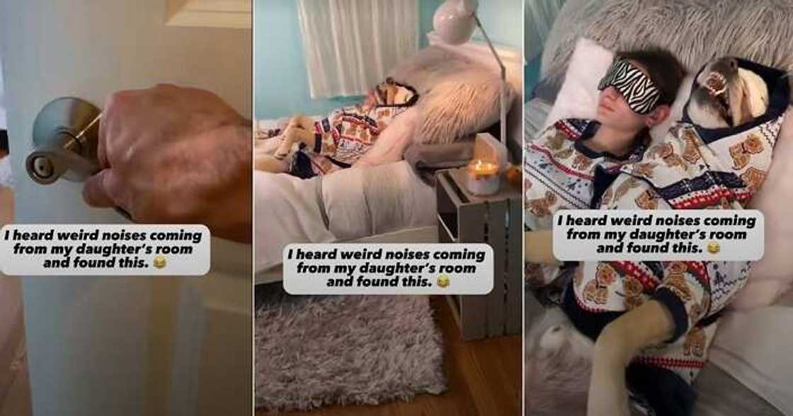 Concerned dad hears weird noises in daughter's room, opens door to check Concerned dad hears weird noises in daughter's room, opens door to check