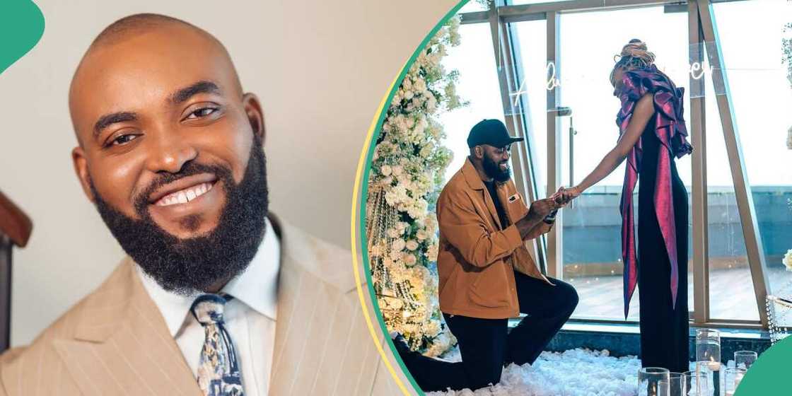 Neon Adejo shares video and pictures from his proposal to his lady in London. Neon Adejo shares video and pictures from his proposal to his lady in London.