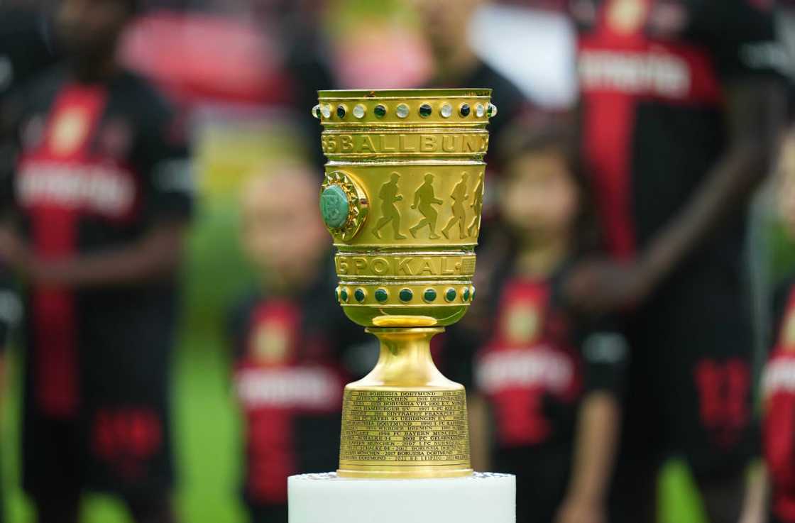 DFB-Pokal trophy displayed in 2024 during final match