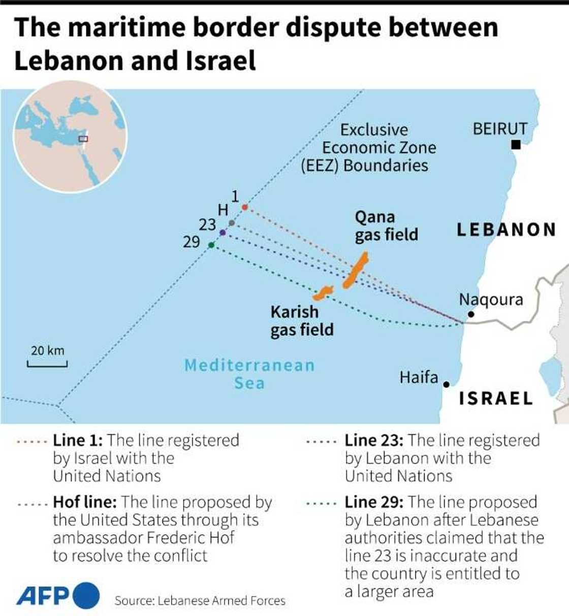 Lebanon-Israel disputed martime border Lebanon-Israel disputed martime border
