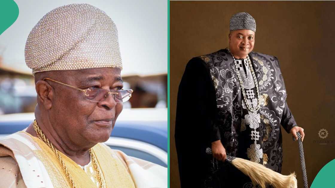 Oba Adedotun Aremu Gbadebo, the Alake of Egbaland and Oba Babatunde Adewale Ajayi, the Akarigbo of Remoland have been trending on social media as they playing table tennis in their Agbada.