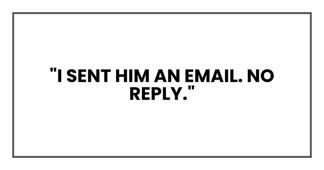 "I sent him an email. No reply."