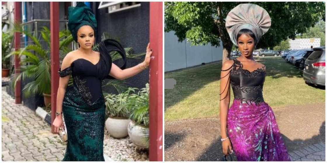 Photos of two asoebi ladies.