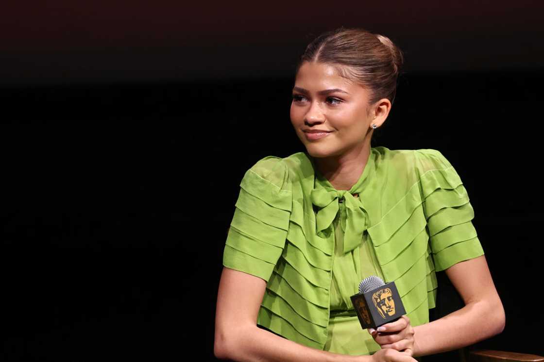 Zendaya speaks during the screening of Challengers Zendaya speaks during the screening of Challengers