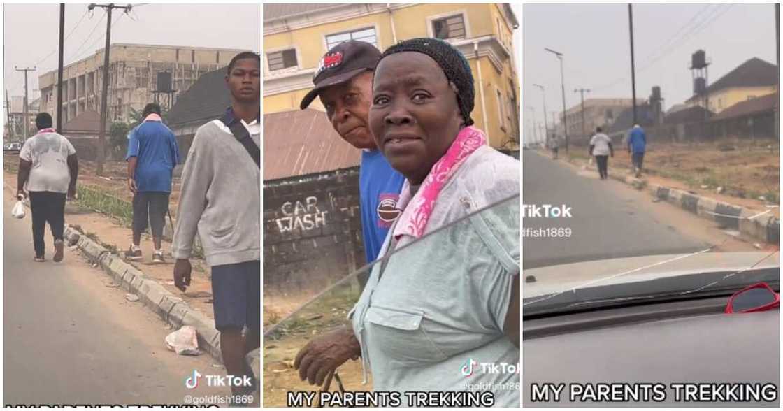 Obioma, man sees his parents trekking