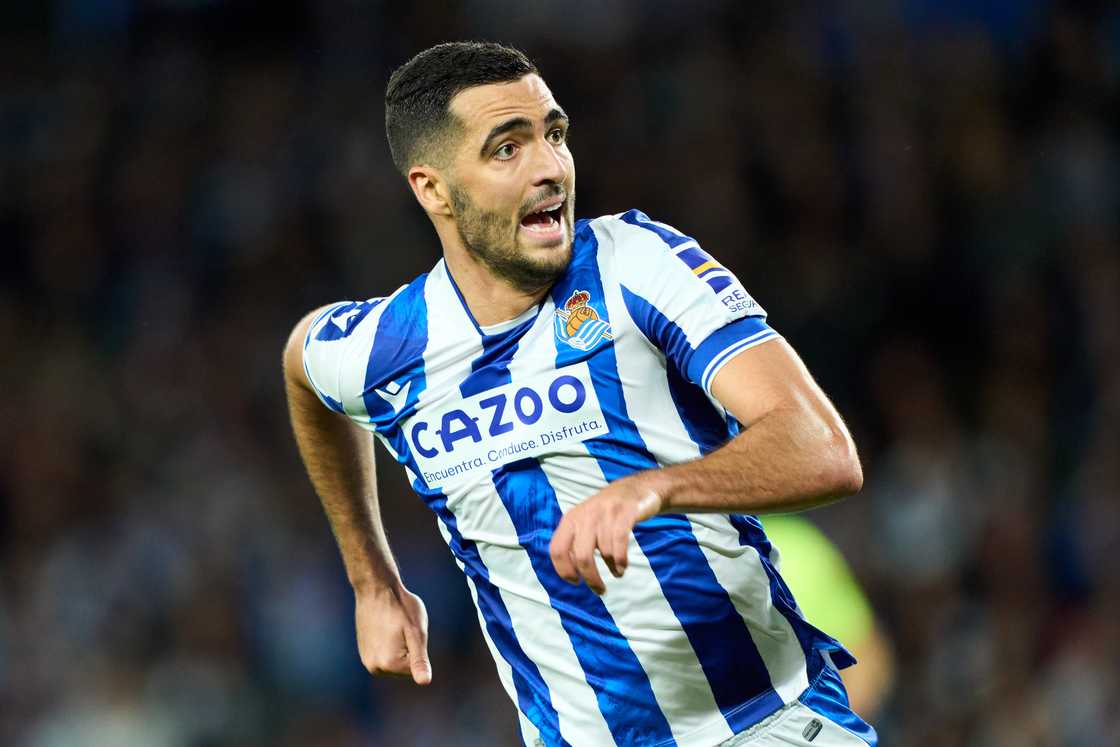 Mikel Merino of Real Sociedad reacts during the La Liga Santander match between Real Sociedad and Athletic Club