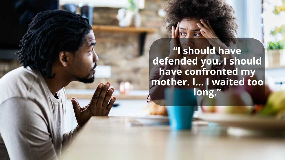 A man apologises to his wife