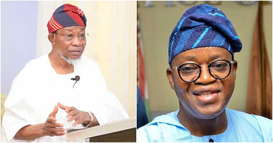 Rauf Aregbesola, former Governor Adegboyega Oyetola. Rauf Aregbesola, former Governor Adegboyega Oyetola.