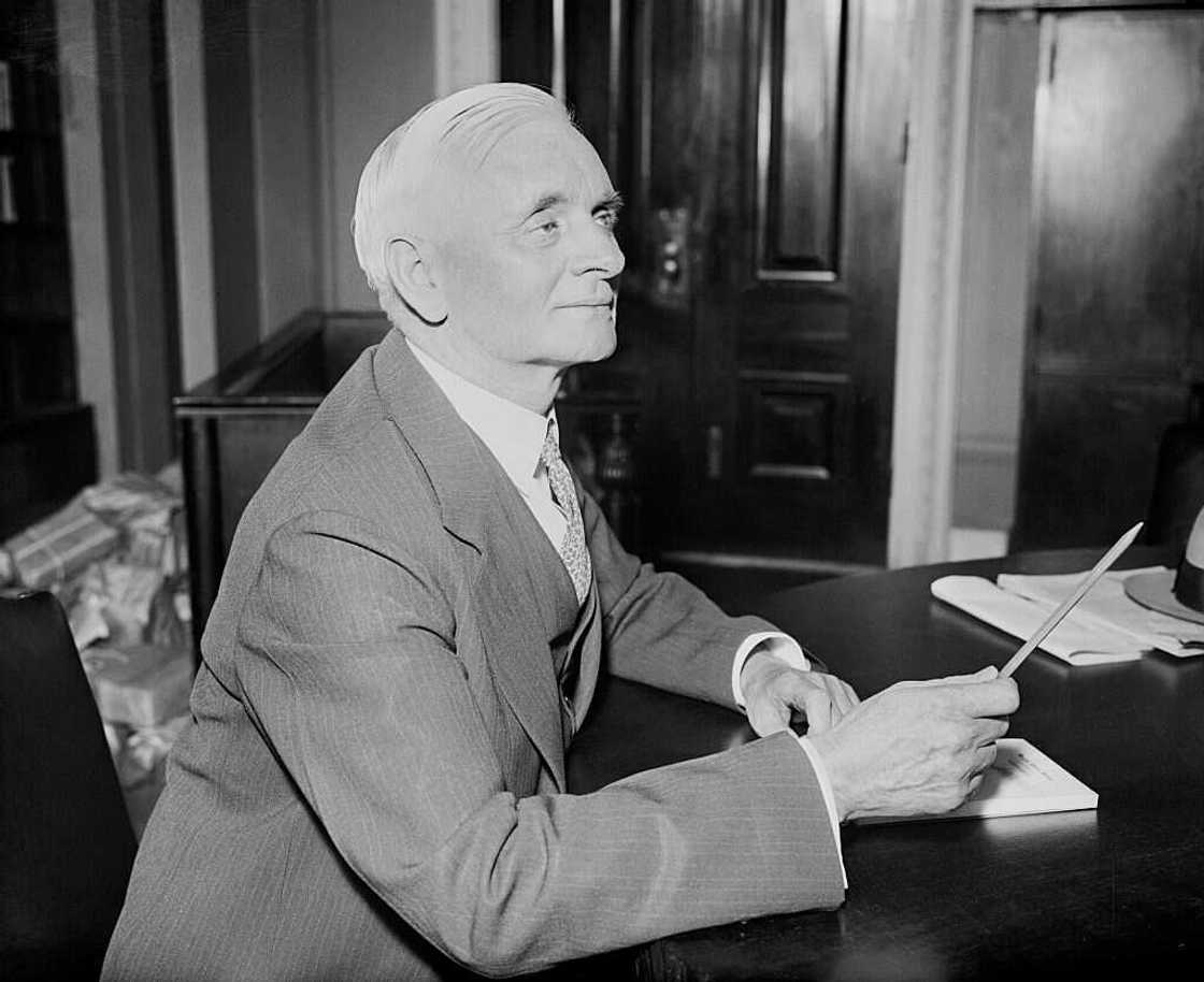 Senator Thomas P. Gore of Oklahoma in his office in Washington, DC