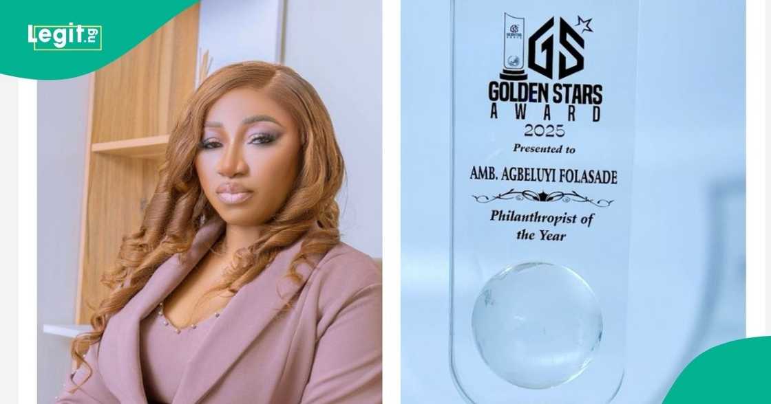 Amb. Folasade Agbeluyi Receives Philanthropist of the Year Award at the Golden Stars Gala Amb. Folasade Agbeluyi Receives Philanthropist of the Year Award at the Golden Stars Gala