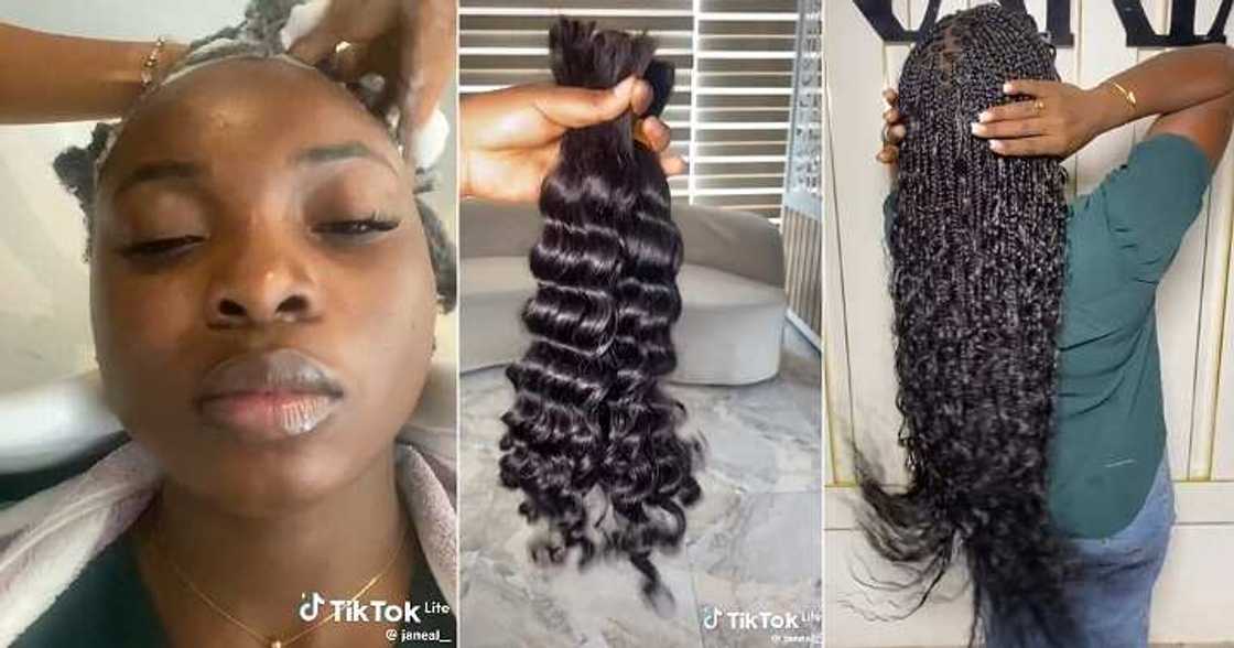 Lady braids her hair for N220k at salon Lady braids her hair for N220k at salon