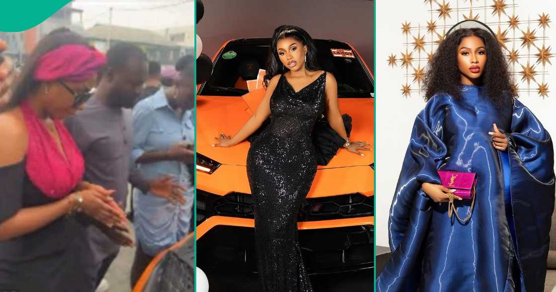 Mercy Eke drives Lamborghini to church for dedication.