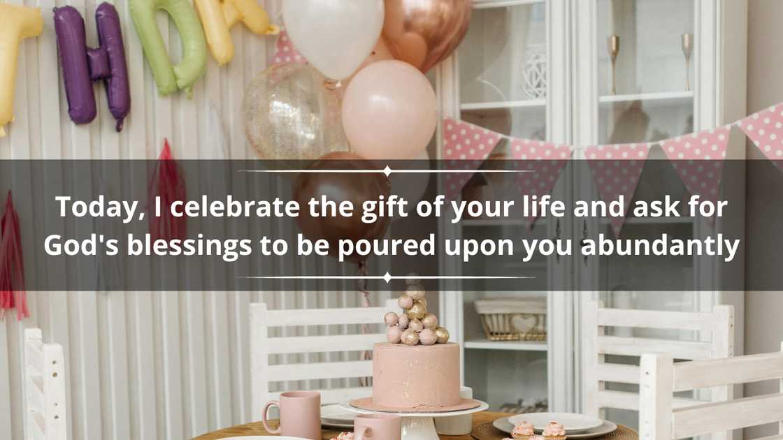 Birthday decorations on a white wall