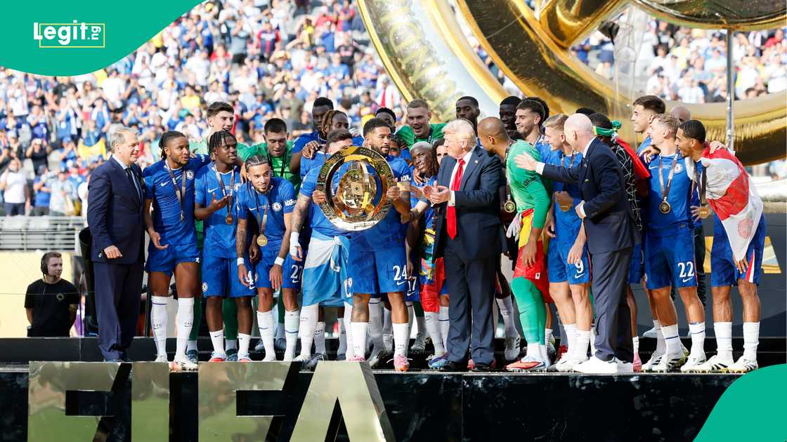 Donald Trump, Gianni Infantino, Chelsea, PSG, FIFA Club World Cup, USA. Donald Trump, Gianni Infantino, Chelsea, PSG, FIFA Club World Cup, USA.