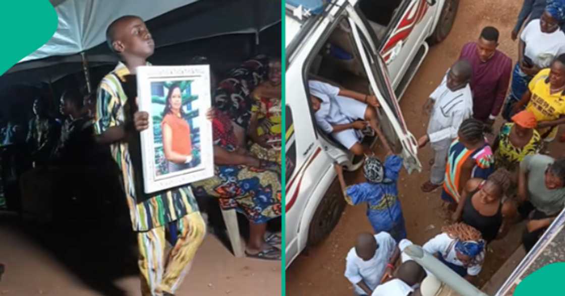Boy displays compoilsed behaviour during his mother's funeral.
