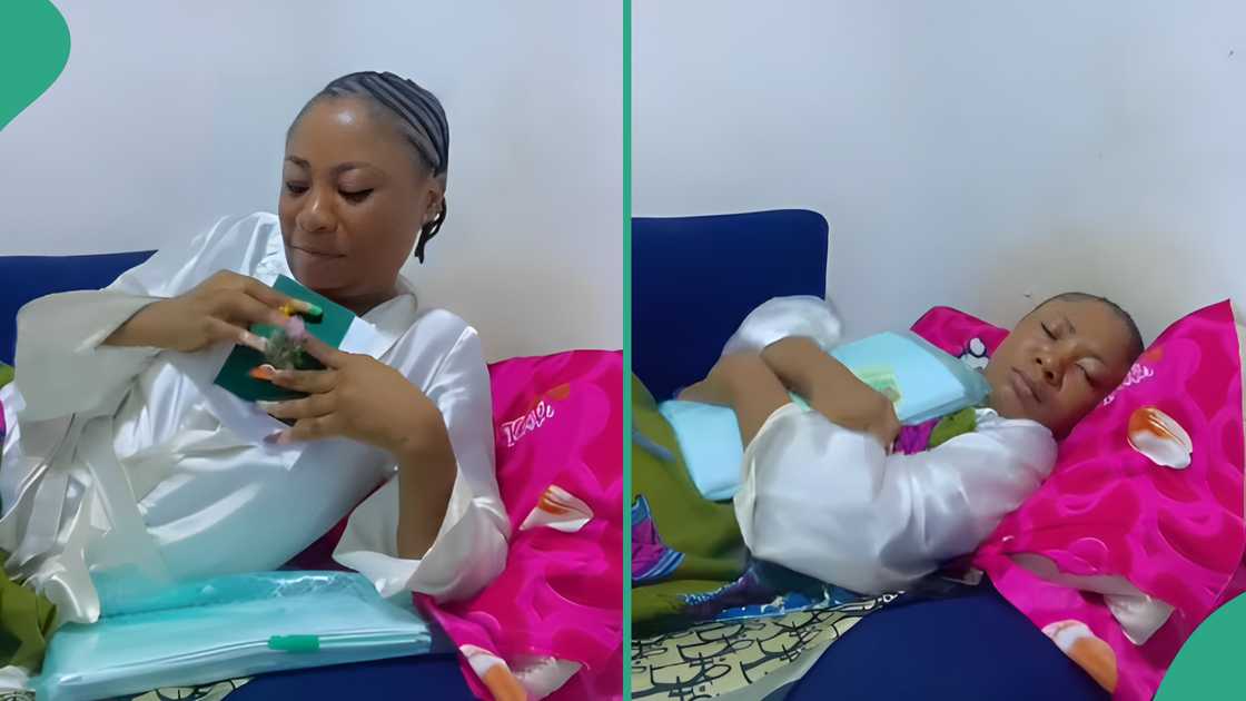 Lady causes stir as she sleeps with her passport after her US visa was approved