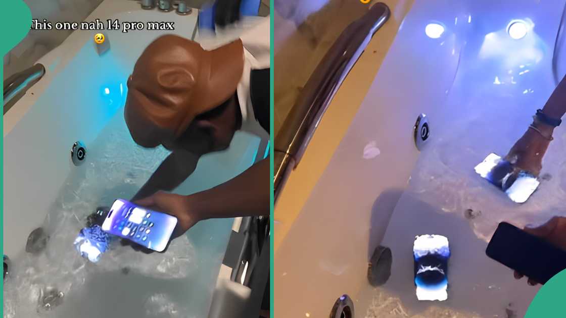 Three young boys spotted testing their iPhone 14 Pro Max phones in water