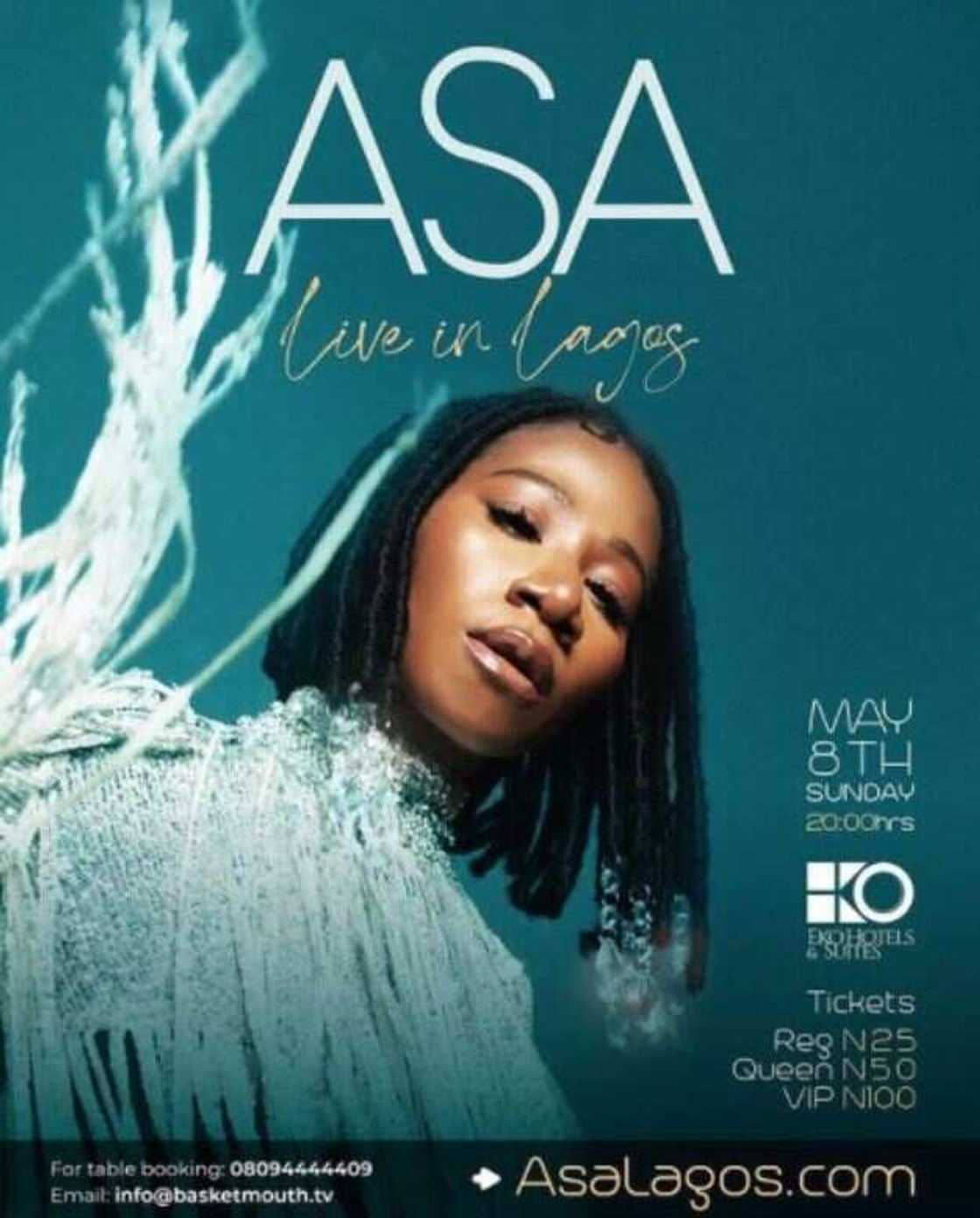 Talented Music Star Asa set to thrill fans with ‘Asa Live Lagos Concert’ Talented Music Star Asa set to thrill fans with ‘Asa Live Lagos Concert’