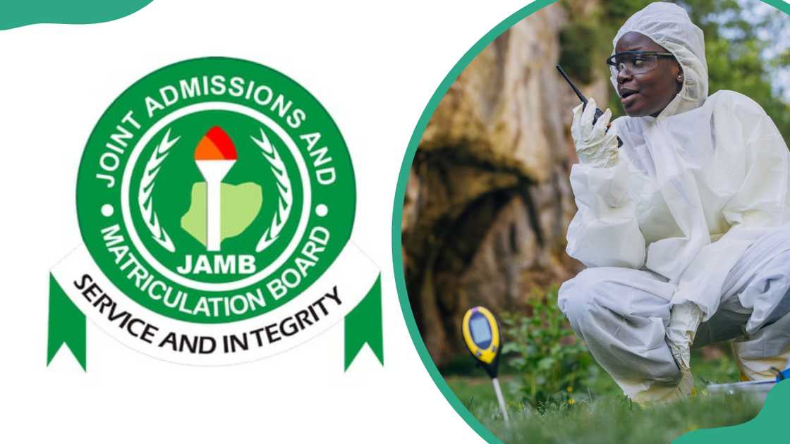 JAMB logo and a geologist on the field JAMB logo and a geologist on the field