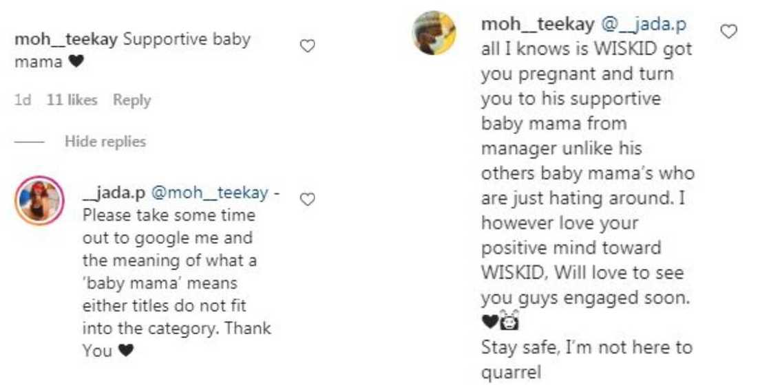 Wizkid fan calls Zion’s mum a supportive baby mama, she turns down the title, says she is more than that Wizkid fan calls Zion’s mum a supportive baby mama, she turns down the title, says she is more than that